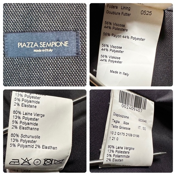 PIAZZA SEMPIONE Wool Blazer Fitted Jacket sz 50 Italy - Picture 10 of 10